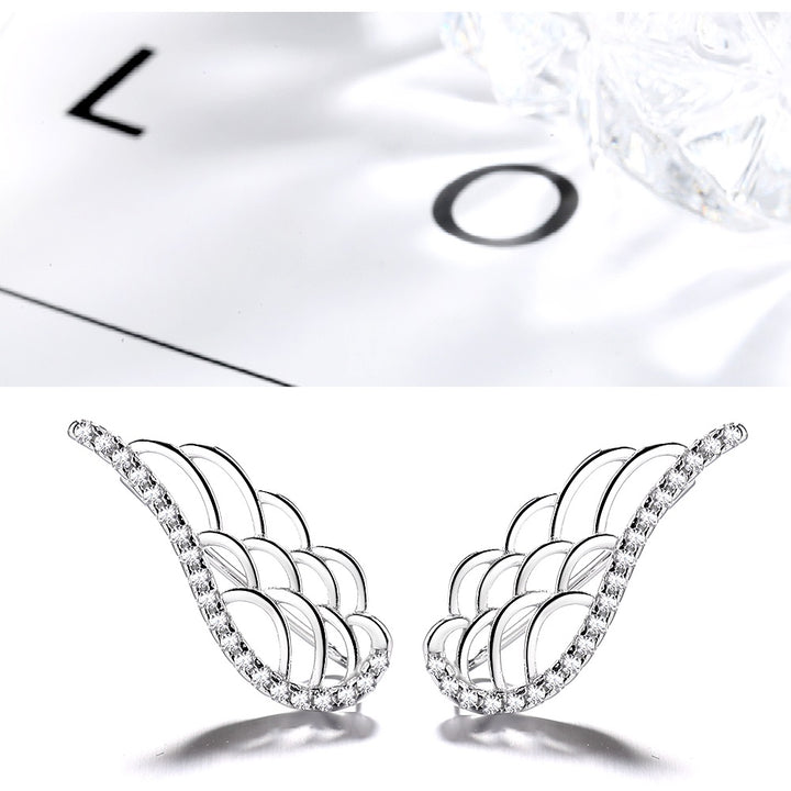 Sterling Silver Angel Wing earring crawlers with Swarovski Crystals