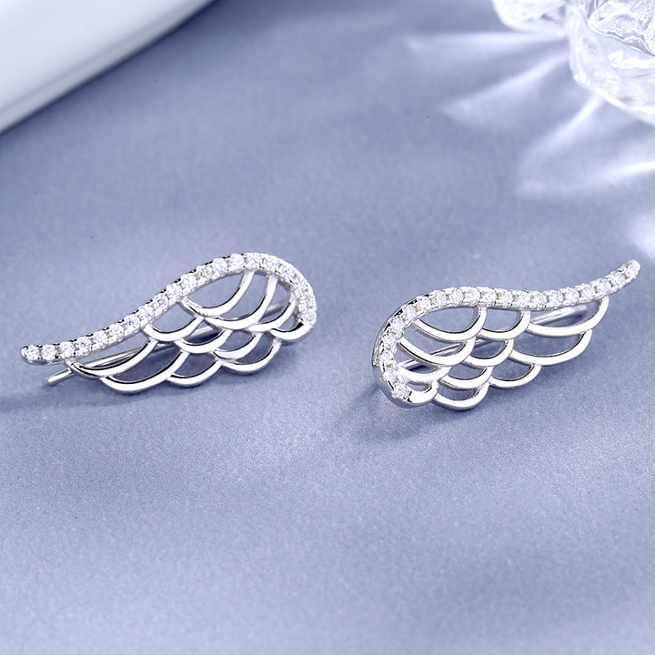 Sterling Silver Angel Wing earring crawlers with Swarovski Crystals