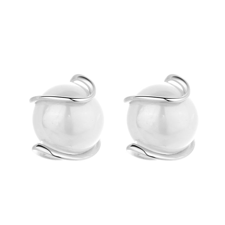 Cultured Pearl & Sterling Silver Caged Stud Earrings