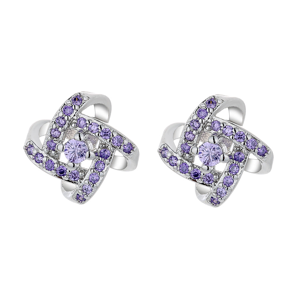 Sterling Silver Love Knot Stud Earrings With Swarovski Crystals