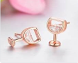 Rose Gold Wine Glasses Earrings With Swarovski Crystals