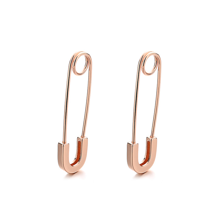14K Rose Gold Safety Pin Earrings