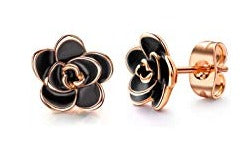 Rose Gold Flower Oxidized Flower Earring