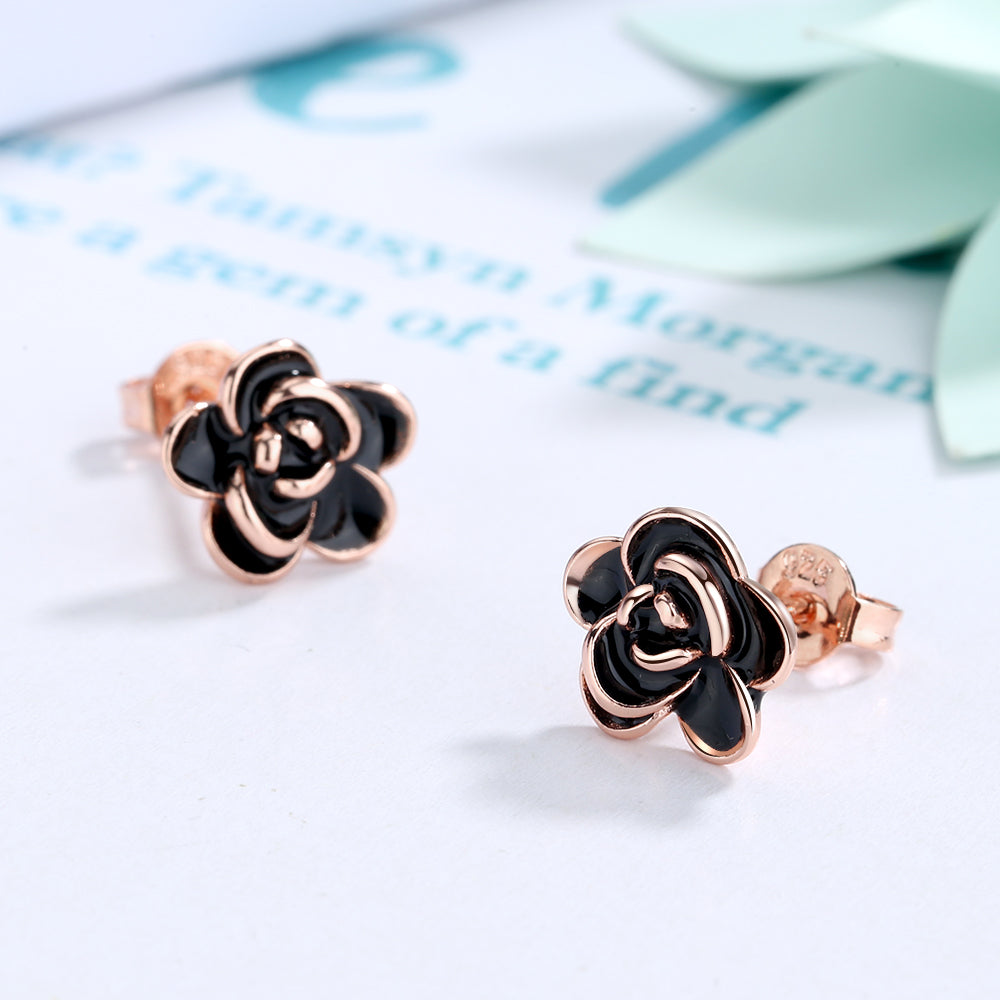 Rose Gold Flower Oxidized Flower Earring