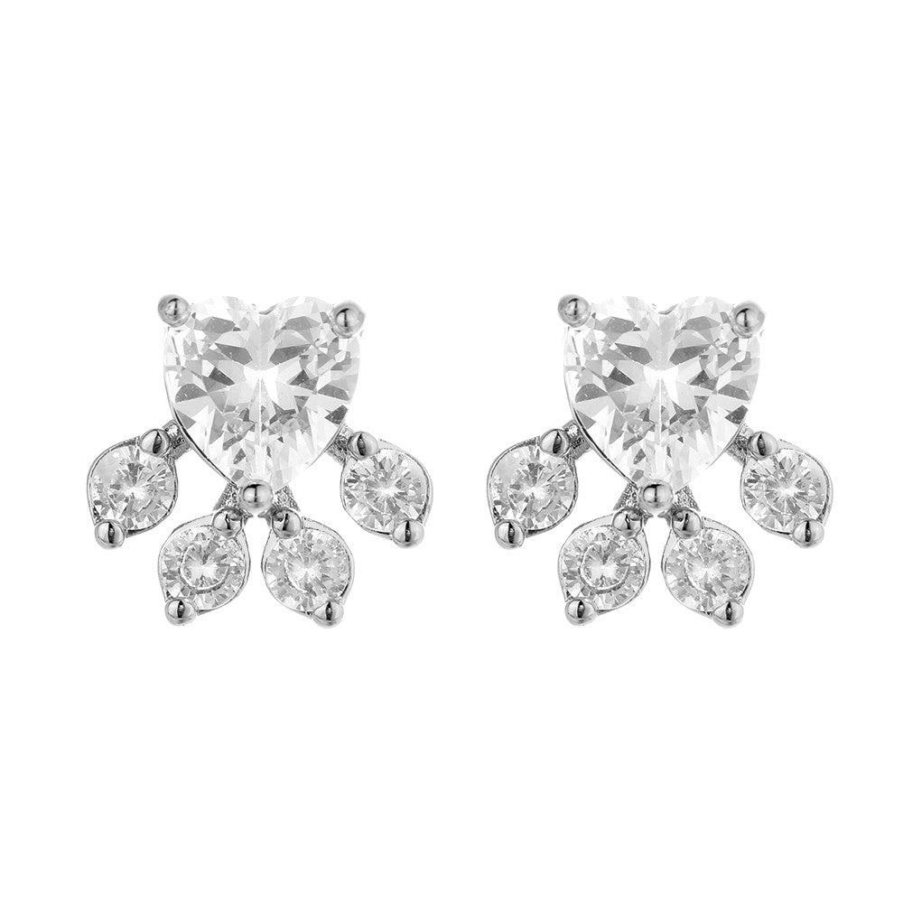 Sterling Silver Paw Earrings With Crystals