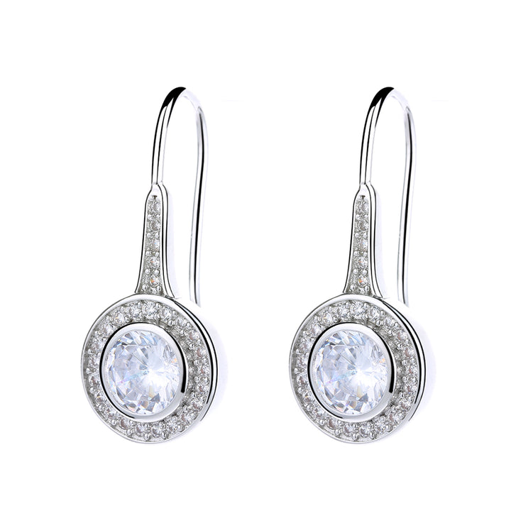 Sterling Silver Halo Drop Earrings With Swarovski Crystals