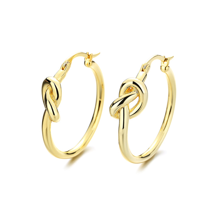 Italian 14K Gold or Sterling Silver Love Knot Hoop Earrings