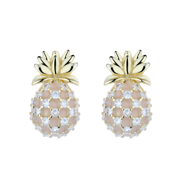 Pineapple Studs with Swarovski Crystals in 18k Gold