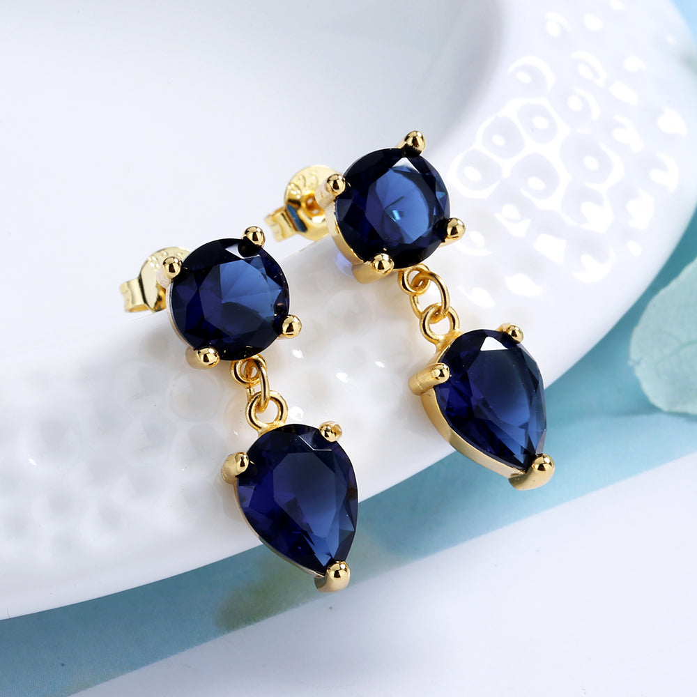 14K Gold Sapphire Drop Earrings
