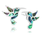 Abalone Gemstone Fluttering Bird Stud Earrings