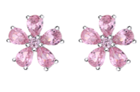 Sterling Silver Antique Pink Swarovski Crystal Flower Studs