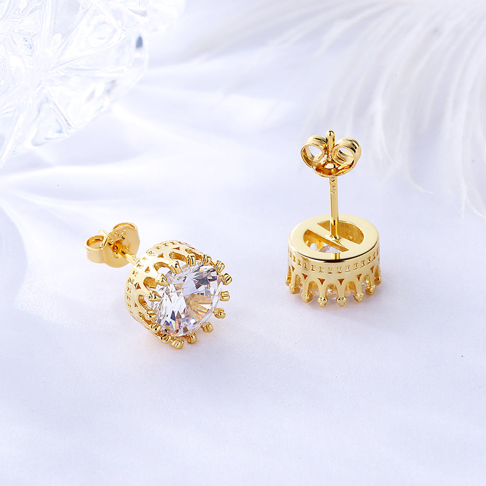 14K Gold Crown Earrings with Swarovski crystals