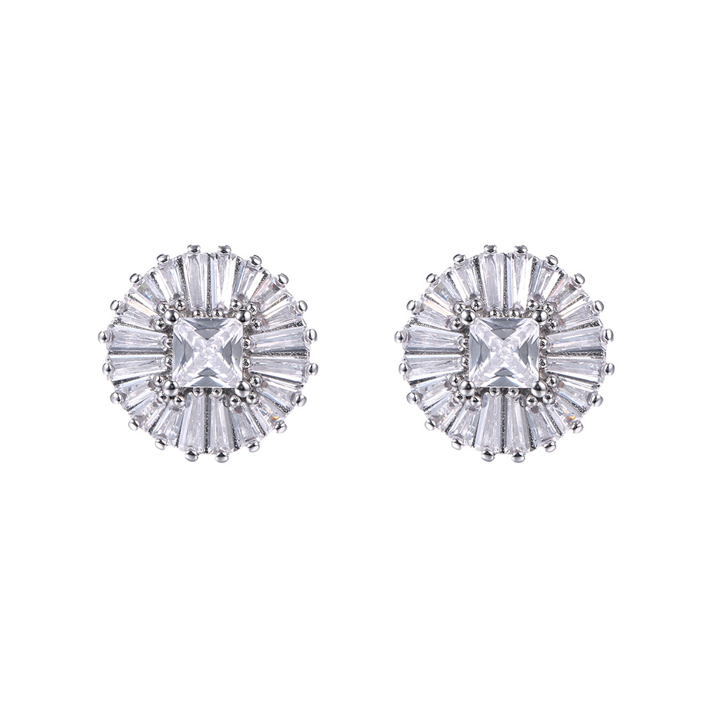 Swarovski Crystal Halo Earrings in Sterling Silver