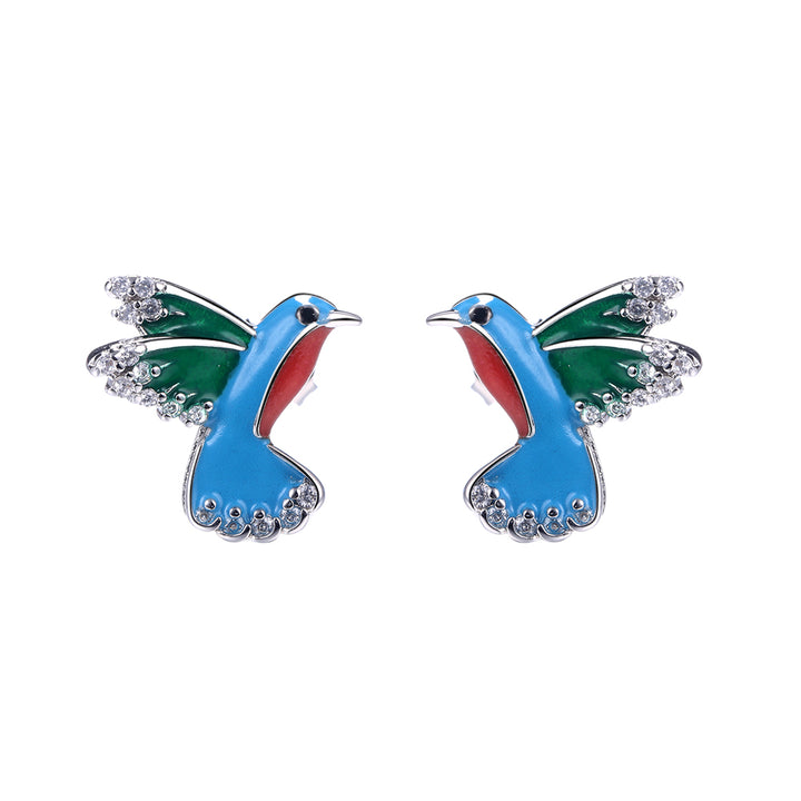 Sterling Silver Humming Bird Earrings With Crystals from Swarovski