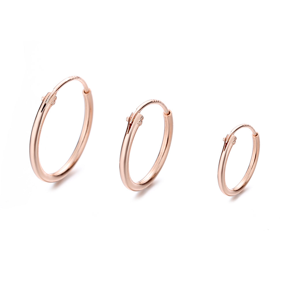 14K Gold Hoop Earrings Set of 3 Sizes