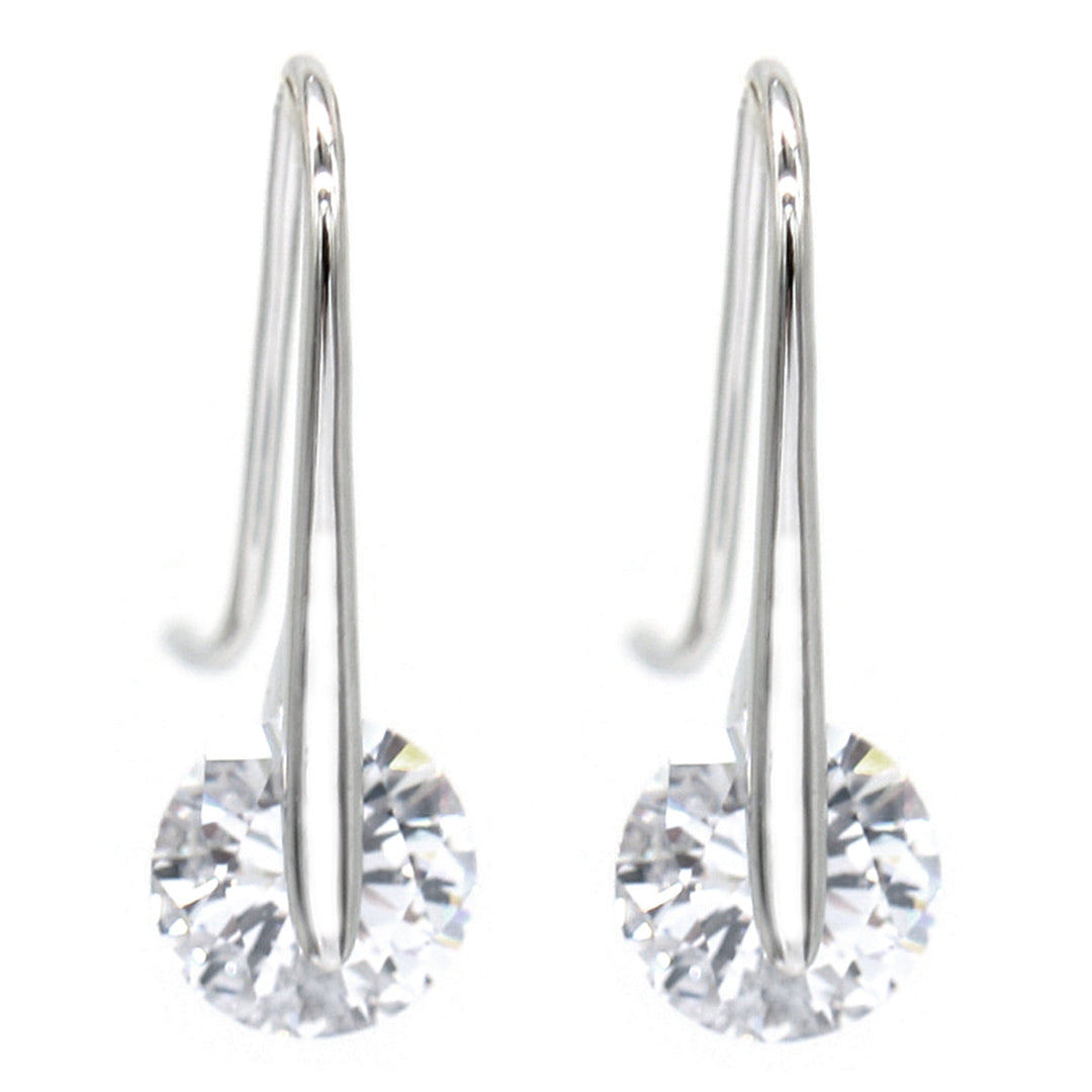Sterling Silver Drop Earrings with Floating Swarovski Crystals