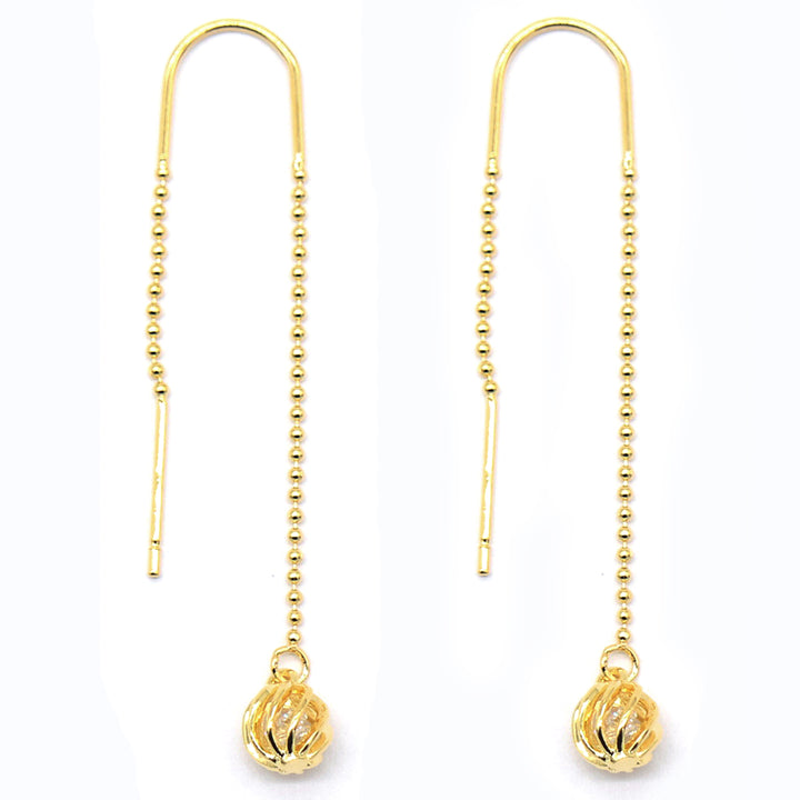 Floating Pull-Through Earring in 14K Gold with Swarovski Crystals