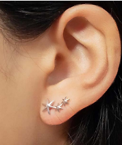 Sterling Silver Shooting Star Climber Earring