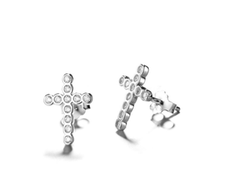 Sterling Silver Dainty Cross Earrings With Swarovski Crystals