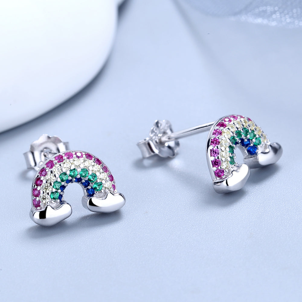 Sterling Silver Rainbow Earrings with Swarovski Crystals