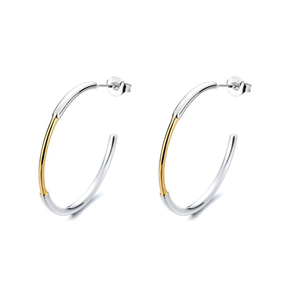 Sterling Silver and Gold Two Tone Hoop Earring