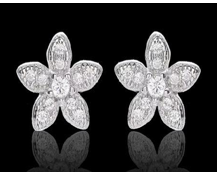 Sterling Silver Flower Stud Earrings with Swarovski Crystal