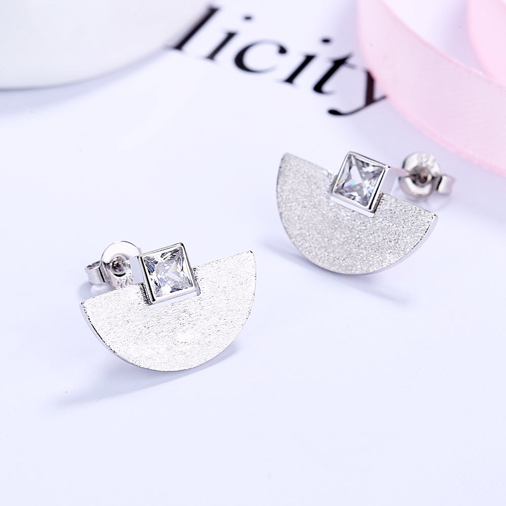 Sterling Silver Disc Earrings with crystals from Swarovski