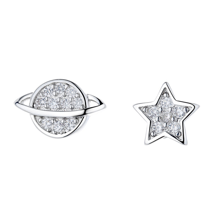 Sterling Silver Star and Planet Earrings with Swarovski Crystals