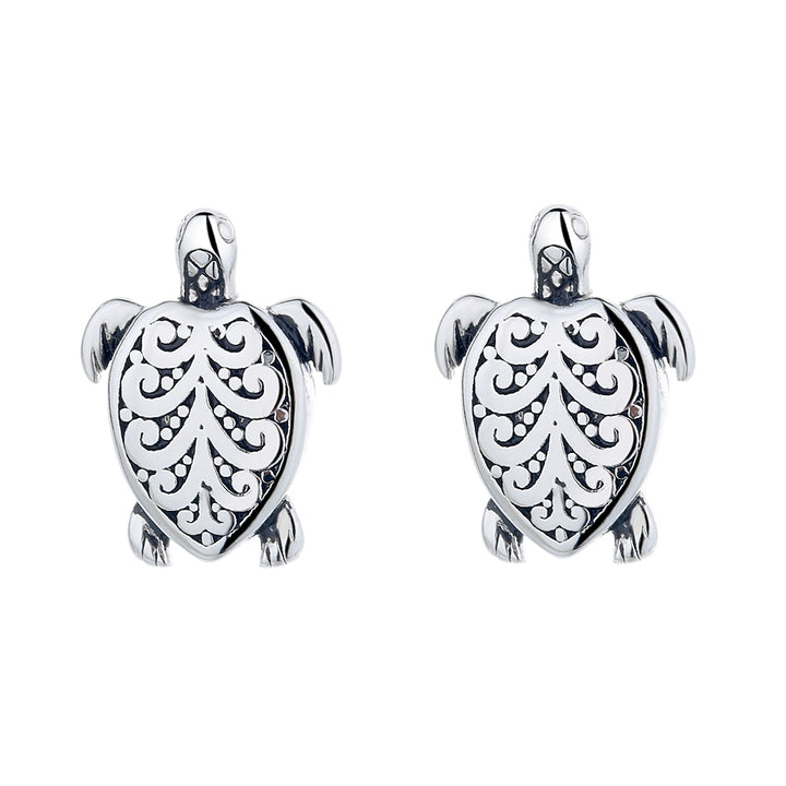 Sterling Silver Artisan Turtle Earrings