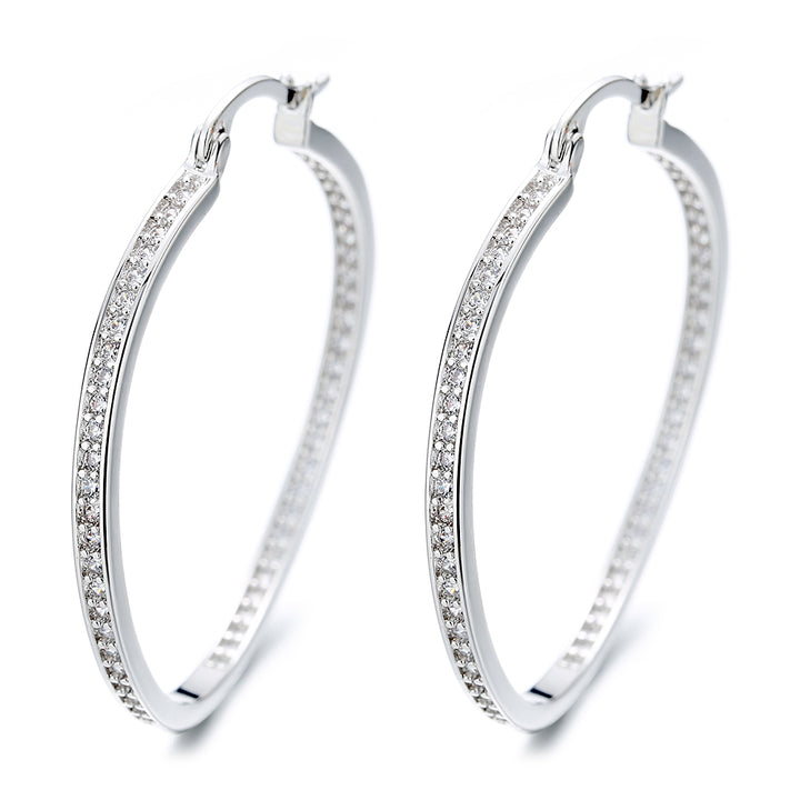 Sterling Silver Swarovski Crystal Twisted Hoop Earrings