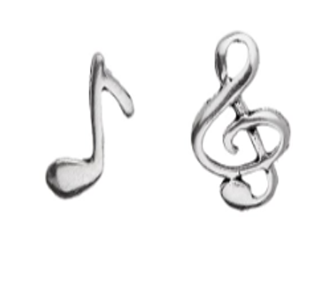Sterling Silver Music Notes Stud Earring