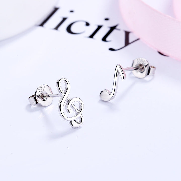 Sterling Silver Music Notes Stud Earring