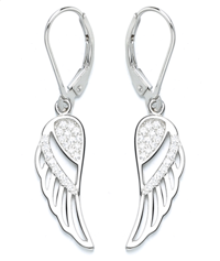 Sterling Silver Leverback Angel Earring with crystals from Swarovski