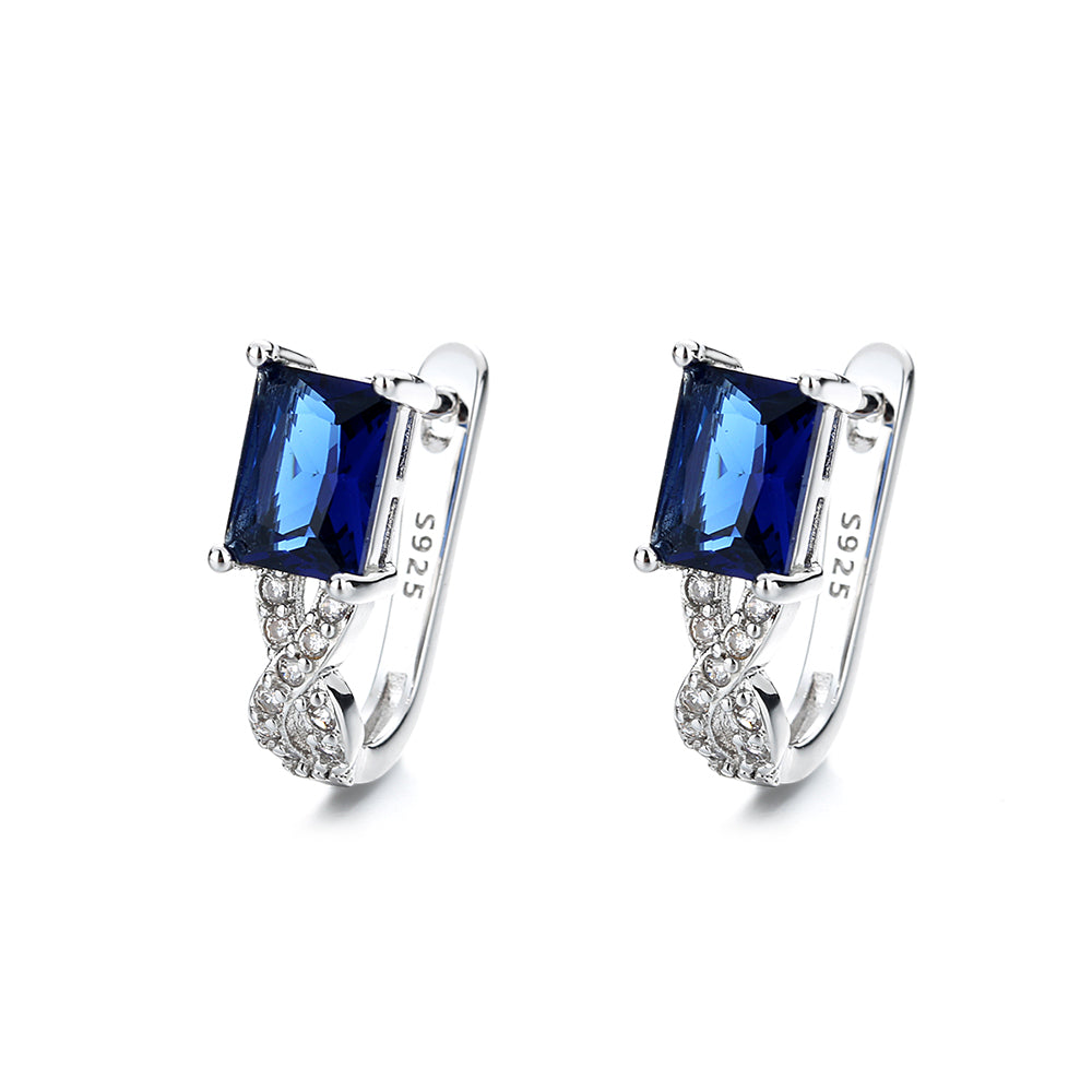 Sterling Silver Sapphire and Emerald Huggie Earring