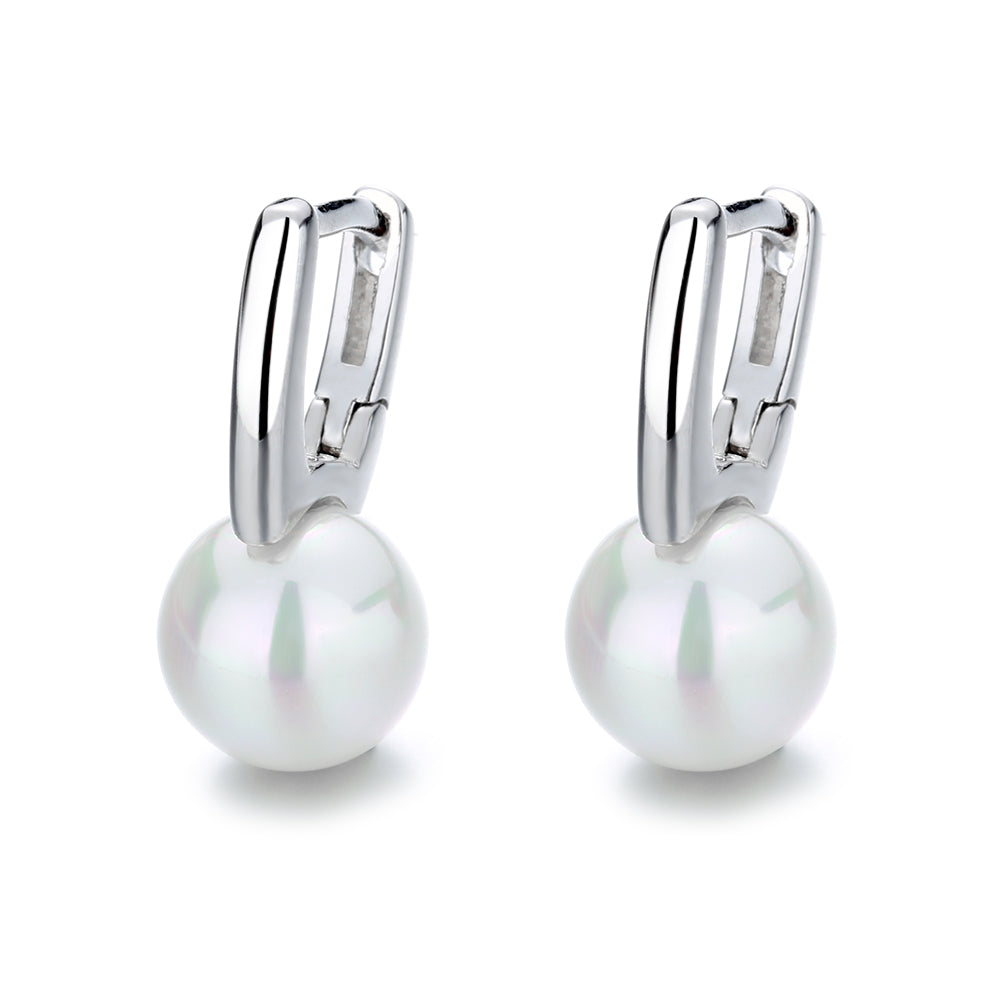 Sterling Silver Cultured Pearl Huggie Earring