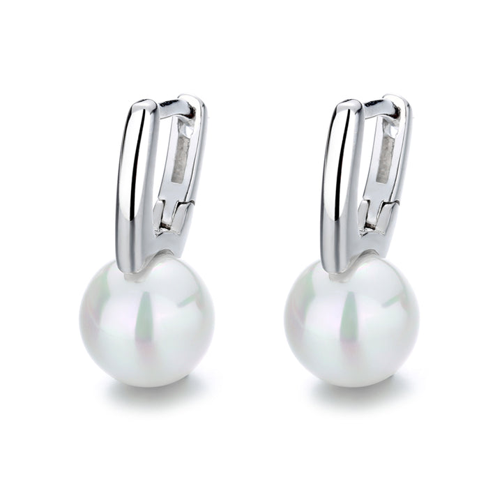 Sterling Silver Cultured Pearl Huggie Earring