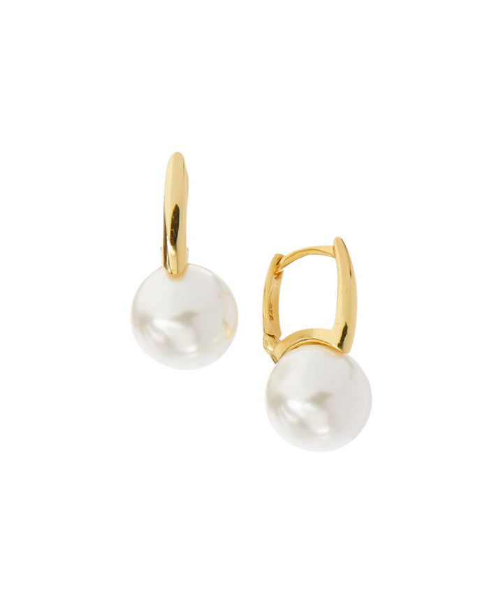 Sterling Silver Cultured Pearl Huggie Earring