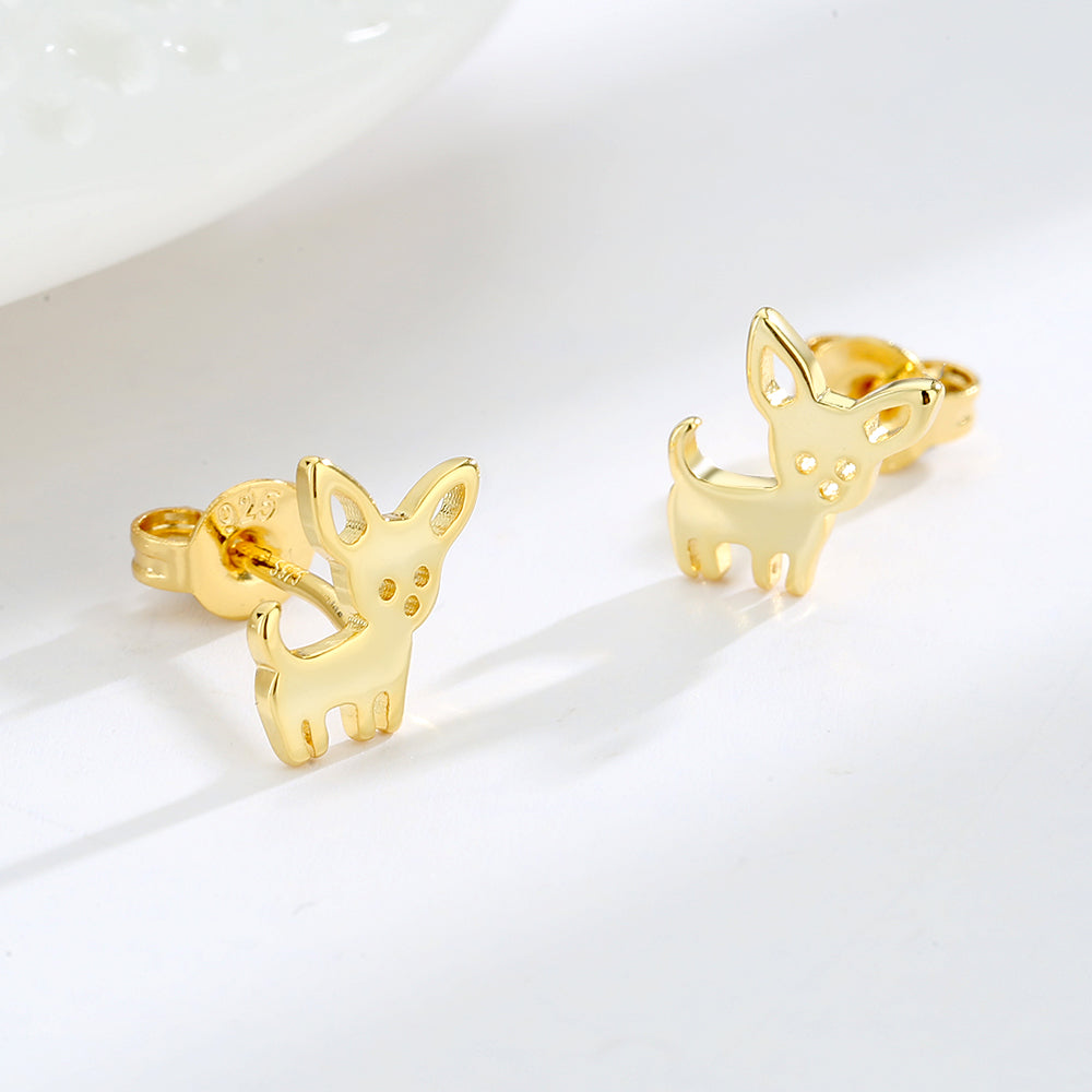 Sterling Silver Chihuahua Dog Earrings
