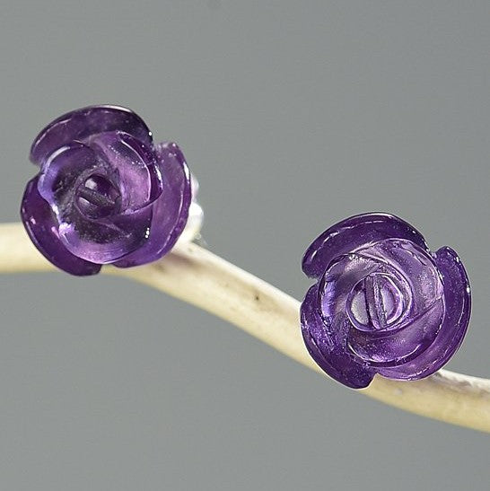 Sterling Silver Amethyst Flower Earring