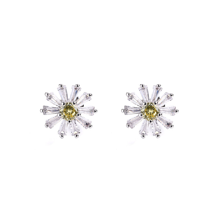 18K White Gold Citrine Daisy Earrings