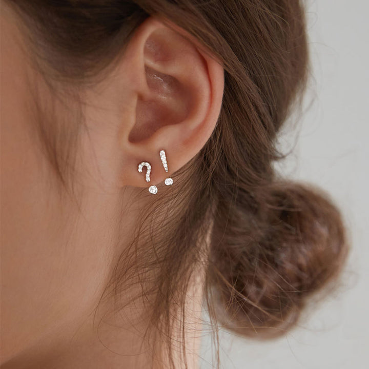 Sterling Silver Punctuation Mark Earrings with crystals from Swarovski