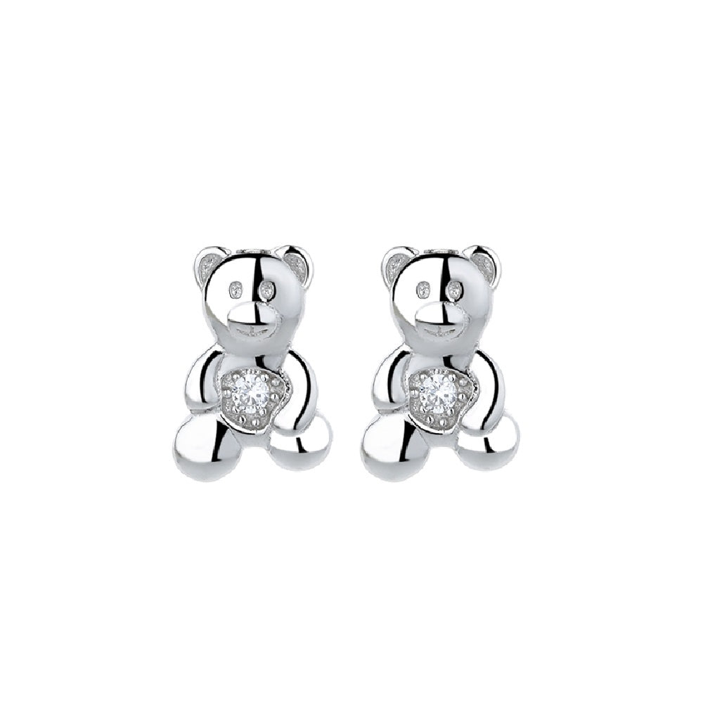 Sterling Silver Bear Earrings with crystals from Swarovski
