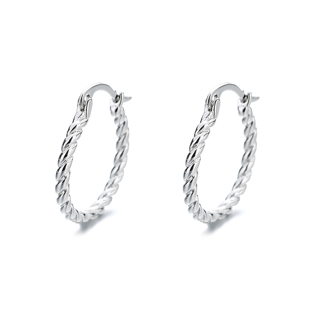 Sterling Silver Rope Twist Hoop Earrings