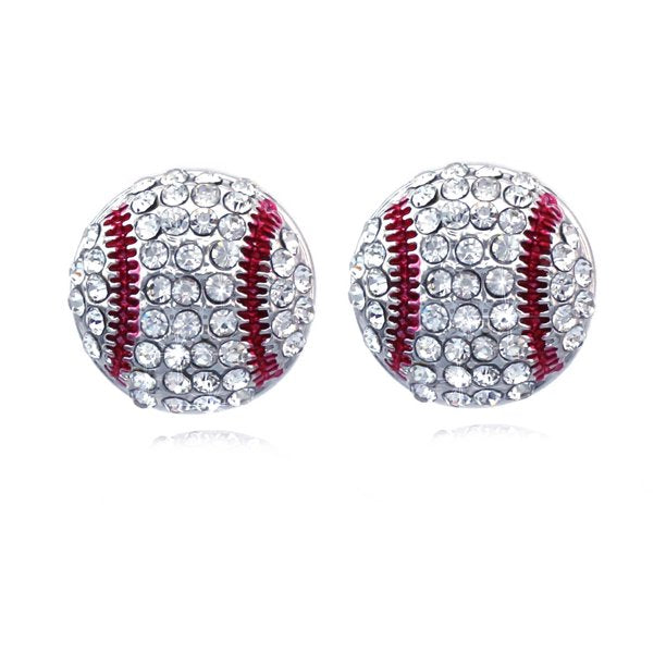 Silver-Tone Baseball Stud earring with crystals from Swarovski
