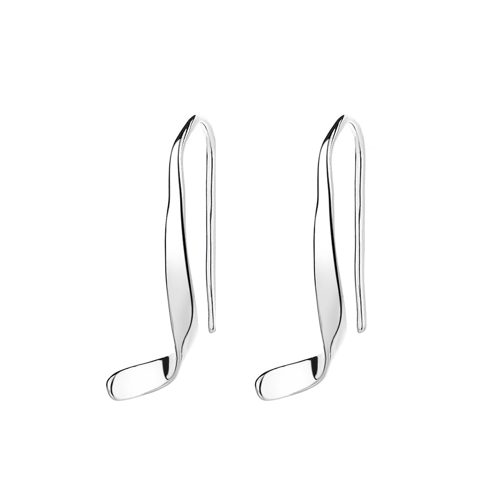 High Polished Threader Pull-Through Earring in Silver