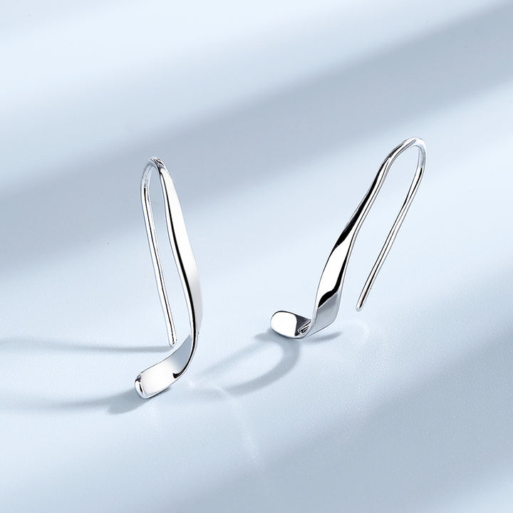 High Polished Threader Pull-Through Earring in Silver