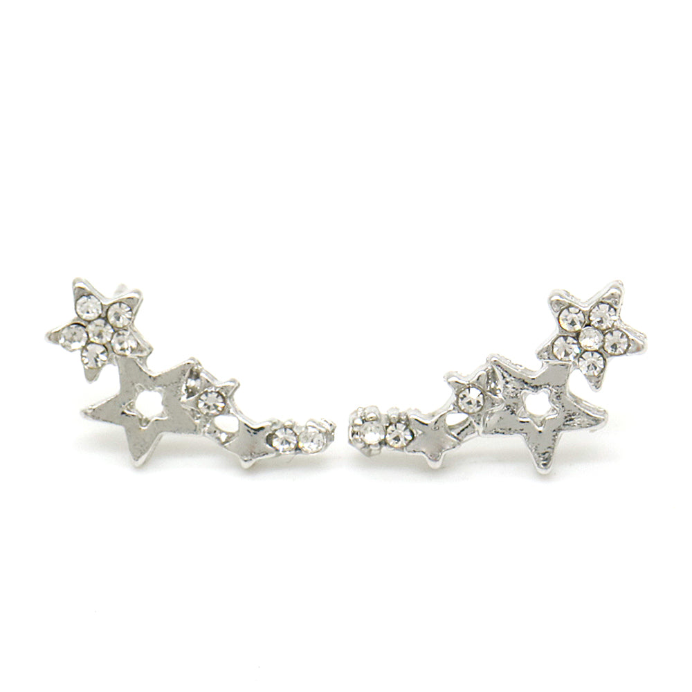 18K Gold-Plated Star Earring Climber with Genuine Crystals