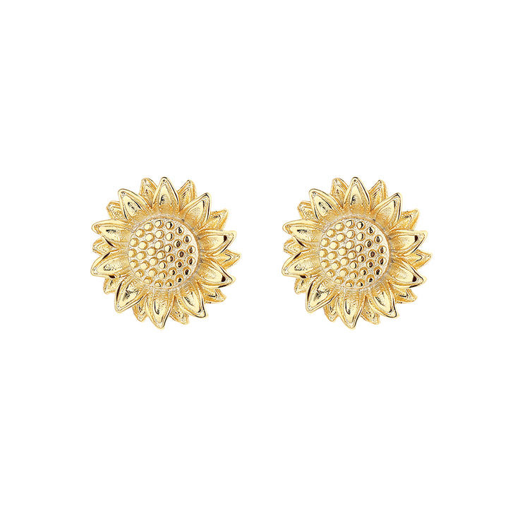 14K Gold Sunflower Earrings