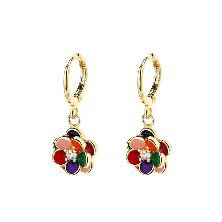 Preciosa Crystal & 14k Gold-Plated Floral Leverback Drop Earrings