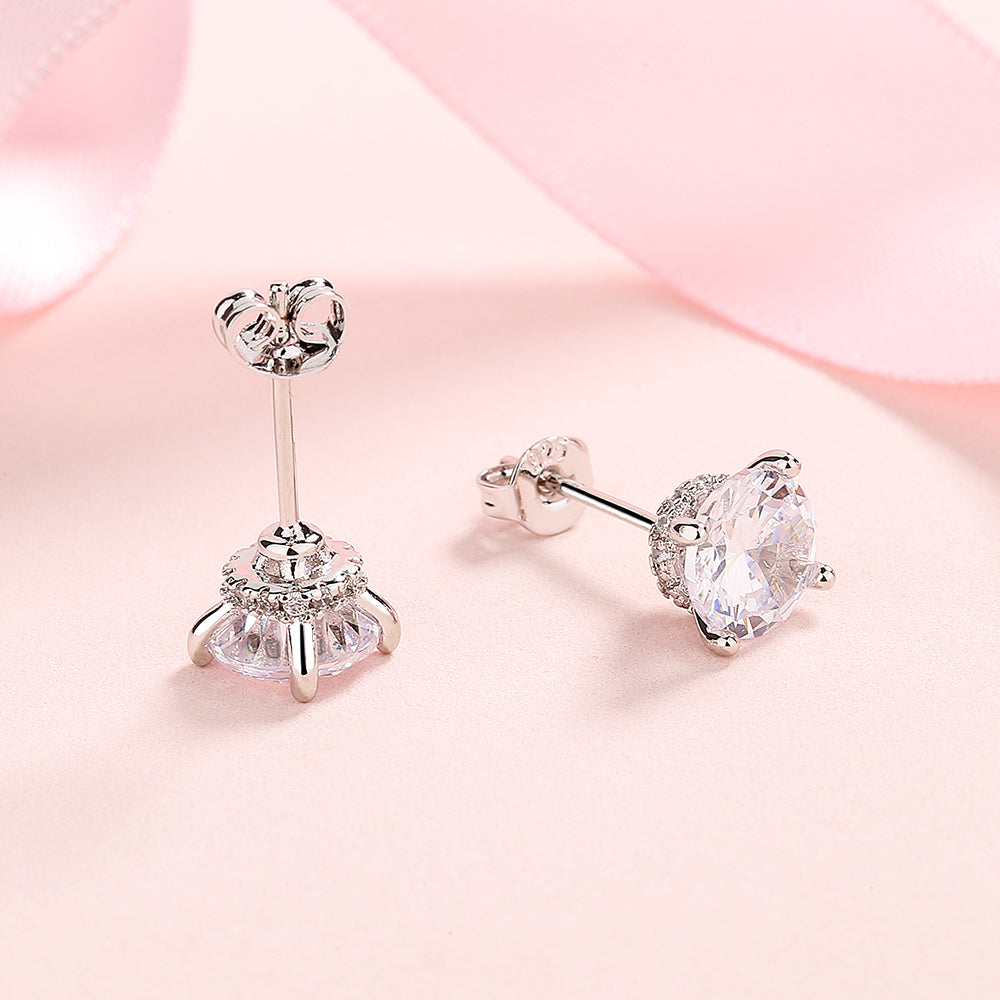 Swarovski Crystal & Sterling Silver Crown Stud Earrings
